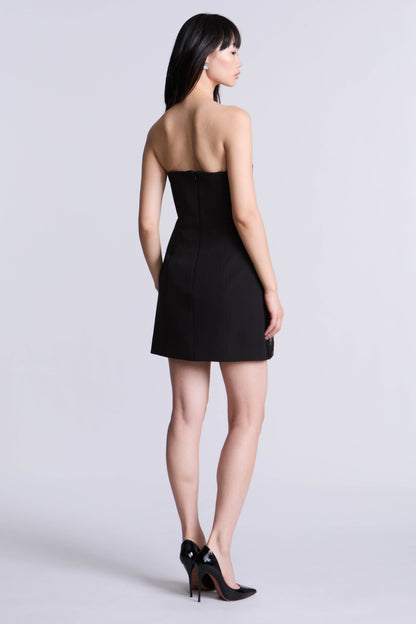 BCBGMAXAZRIA Draped Tulle Crepe Cocktail Black