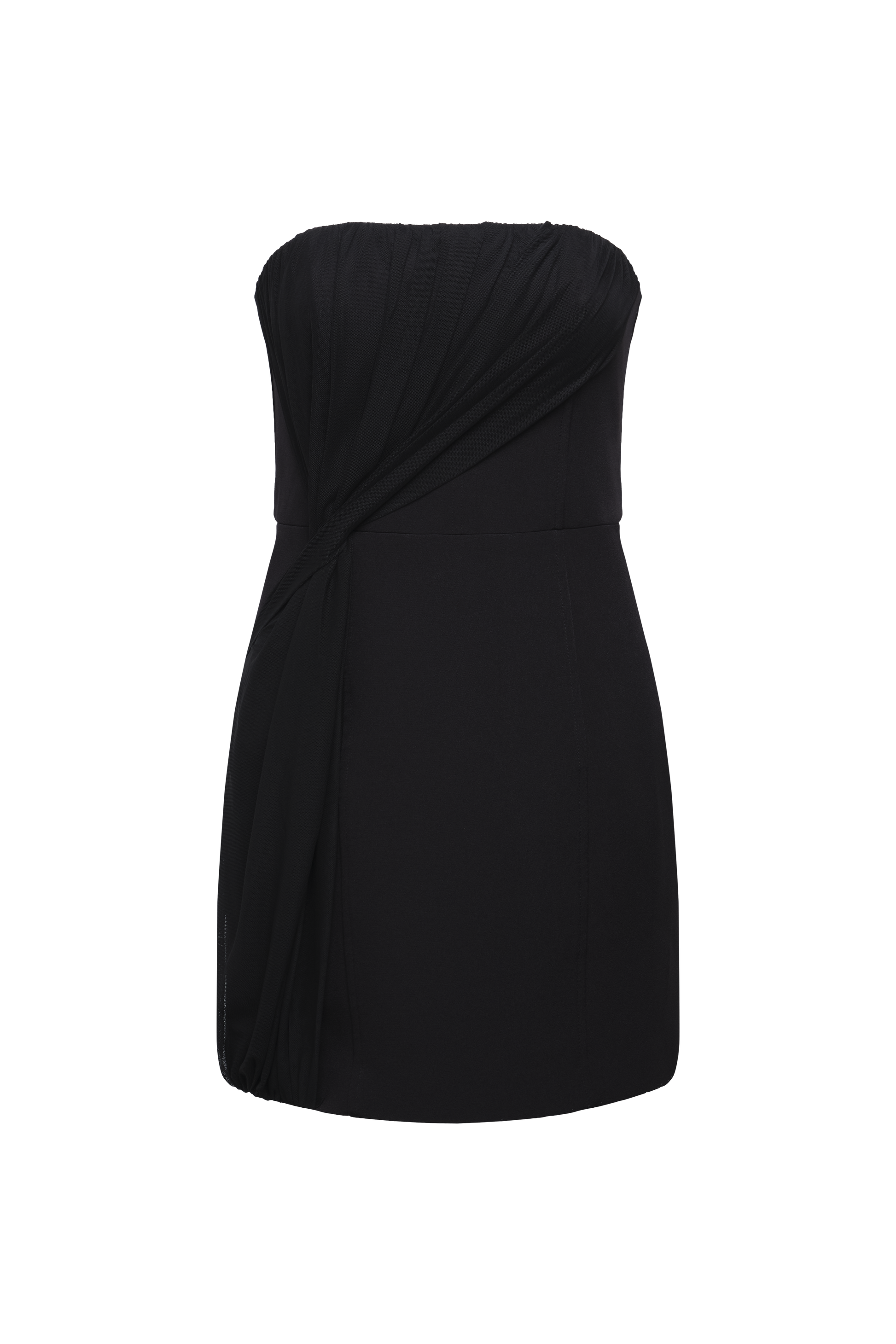BCBGMAXAZRIA Draped Tulle Crepe Cocktail Black
