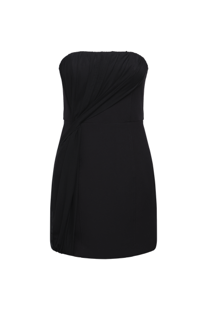 BCBGMAXAZRIA Draped Tulle Crepe Cocktail Black