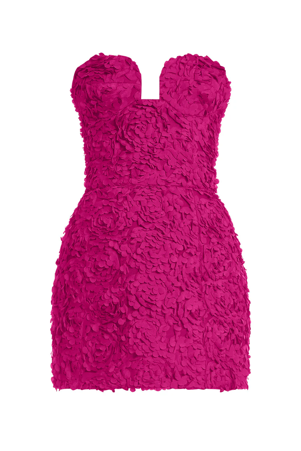 BCBGMAXAZRIA Strapless 3D Floral Dress Hot Pink