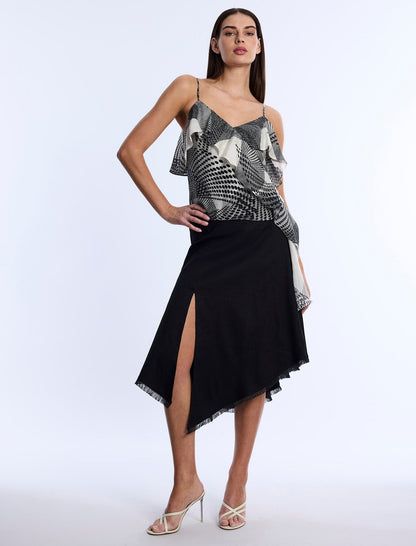 BCBGMAXAZRIA Printed Flounce Cami Jasmine Abstract Wings