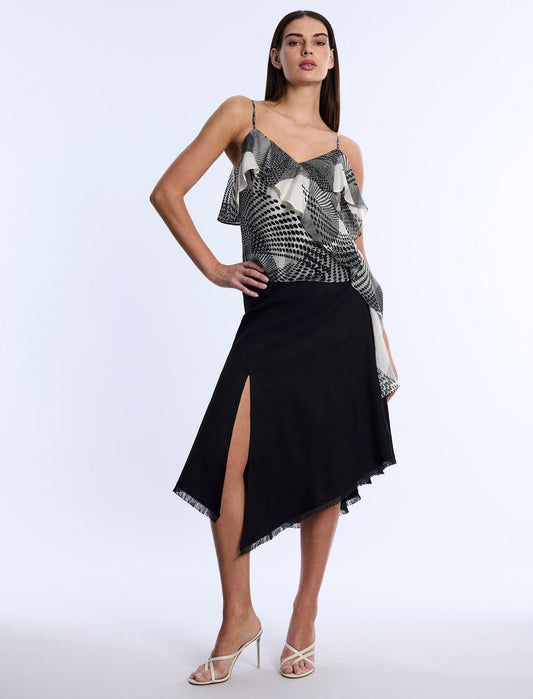 BCBGMAXAZRIA Printed Flounce Cami Jasmine Abstract Wings