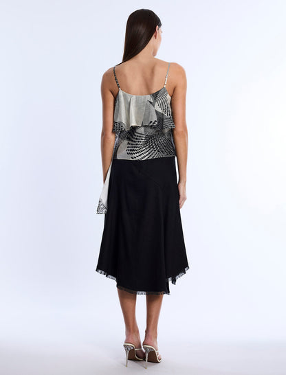 BCBGMAXAZRIA Printed Flounce Cami Jasmine Abstract Wings