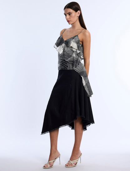BCBGMAXAZRIA Printed Flounce Cami Jasmine Abstract Wings