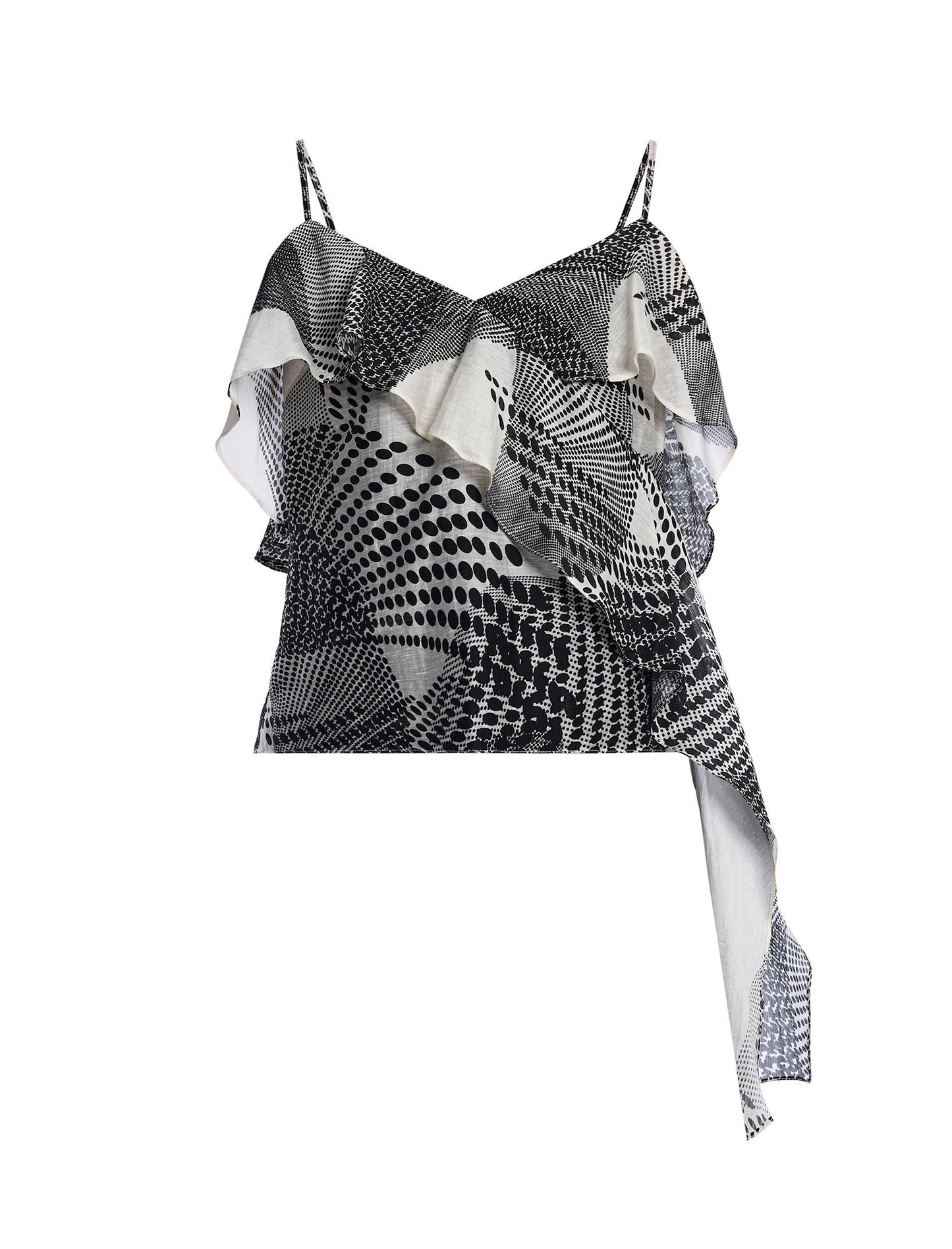 BCBGMAXAZRIA Printed Flounce Cami Jasmine Abstract Wings