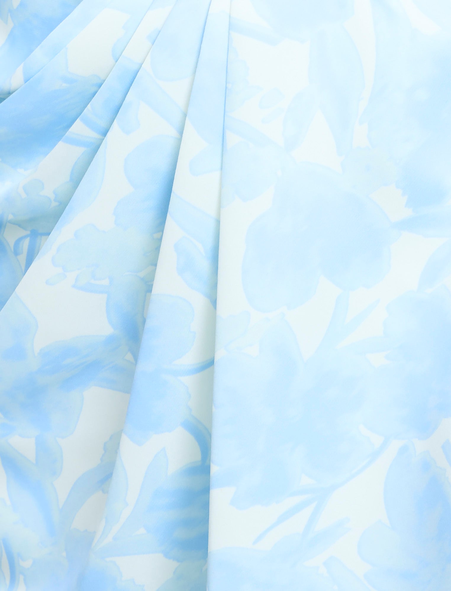 BCBGMAXAZRIA Pleat Bodice Wrap Skirt Gown Sky Floral Print