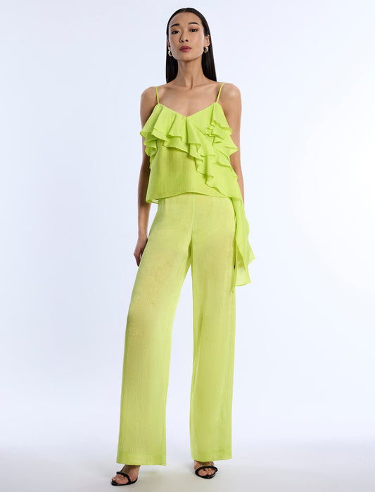 BCBGMAXAZRIA Flounce Cami Chartreuse