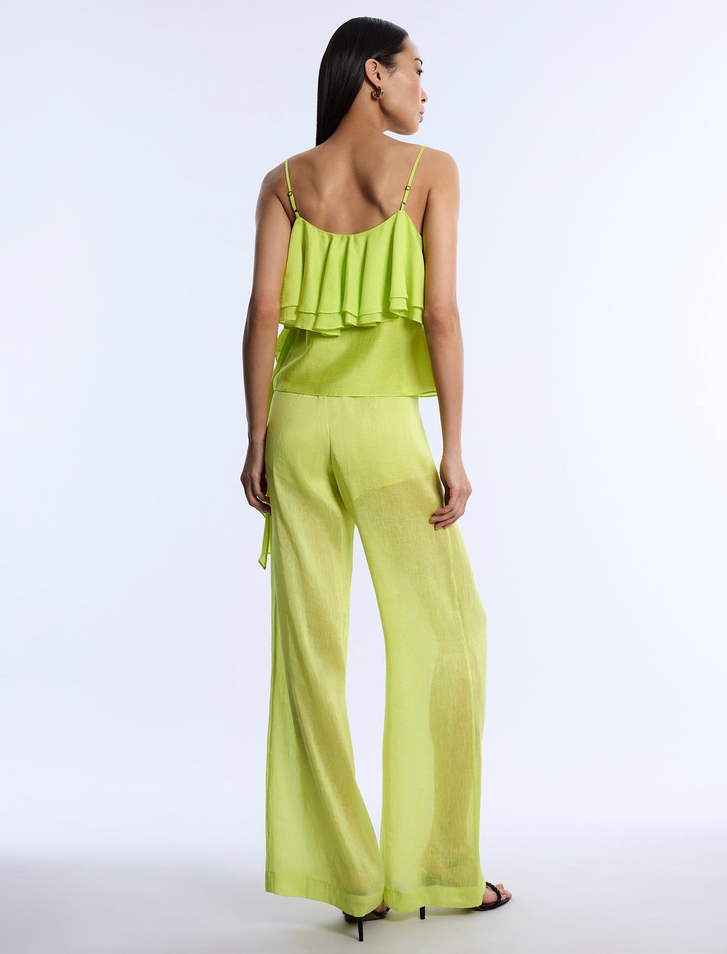 BCBGMAXAZRIA Flounce Cami Chartreuse