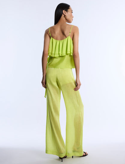 BCBGMAXAZRIA Flounce Cami Chartreuse