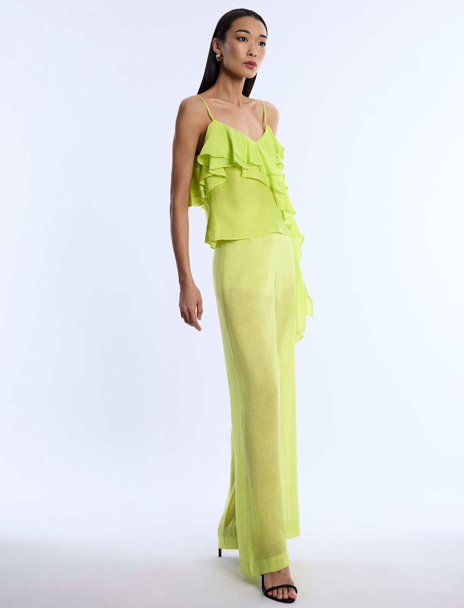 BCBGMAXAZRIA Flounce Cami Chartreuse