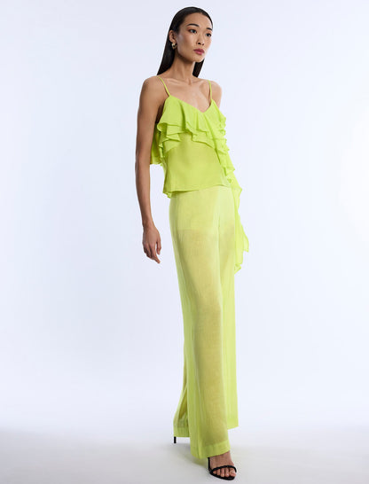 BCBGMAXAZRIA Flounce Cami Chartreuse