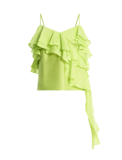 BCBGMAXAZRIA Flounce Cami Chartreuse