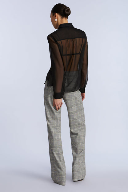 BCBGMAXAZRIA Chiffon Button Down Black