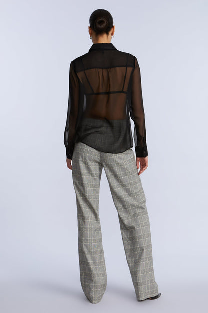 BCBGMAXAZRIA Chiffon Button Down Black