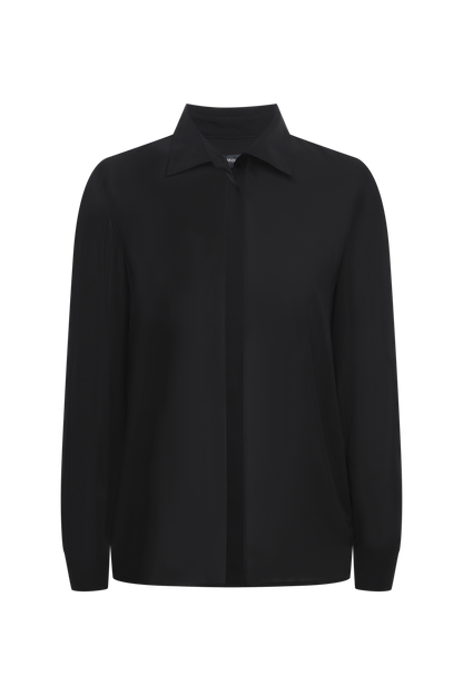 BCBGMAXAZRIA Chiffon Button Down Black