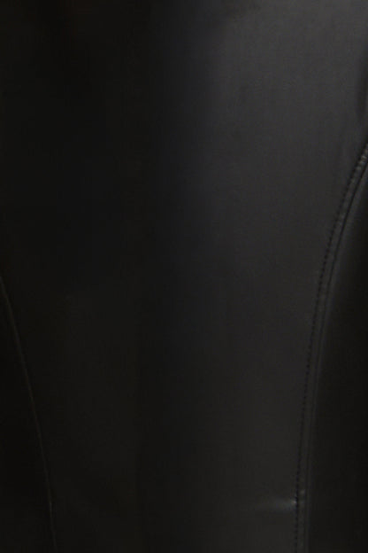 BCBGMAXAZRIA Puff Sleeve Leather Top Black