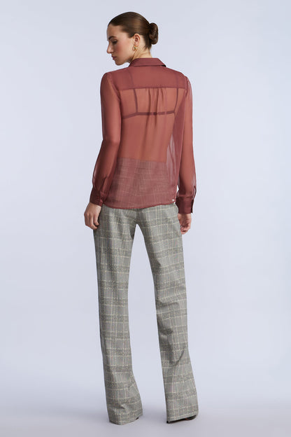 BCBGMAXAZRIA Chiffon Button Down Renaissance Rose