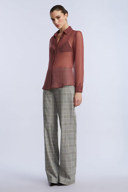 BCBGMAXAZRIA Chiffon Button Down Renaissance Rose