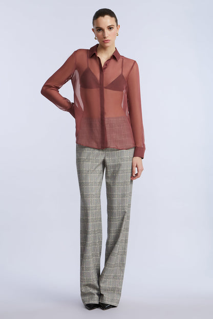 BCBGMAXAZRIA Chiffon Button Down Renaissance Rose