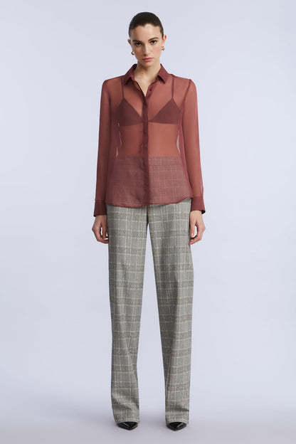 BCBGMAXAZRIA Chiffon Button Down Renaissance Rose