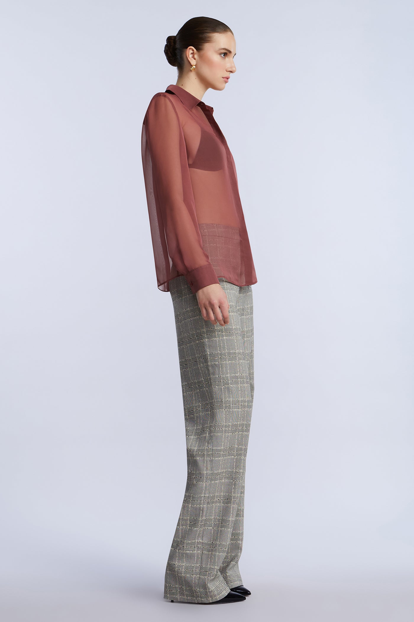 BCBGMAXAZRIA Chiffon Button Down Renaissance Rose