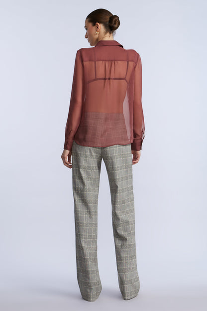 BCBGMAXAZRIA Chiffon Button Down Renaissance Rose