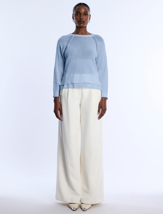BCBGMAXAZRIA Pointelle Knit Sweater Cloud