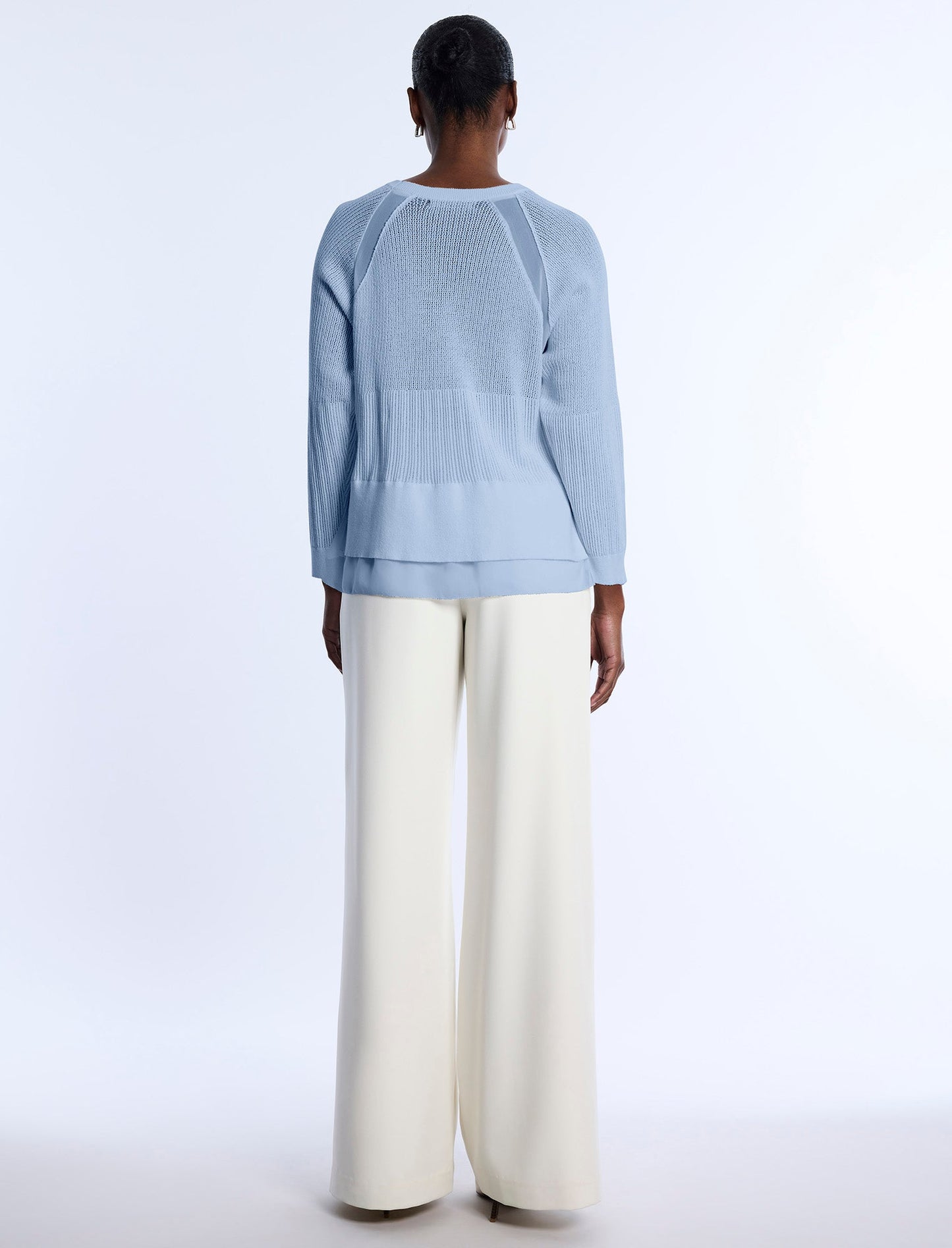 BCBGMAXAZRIA Pointelle Knit Sweater Cloud