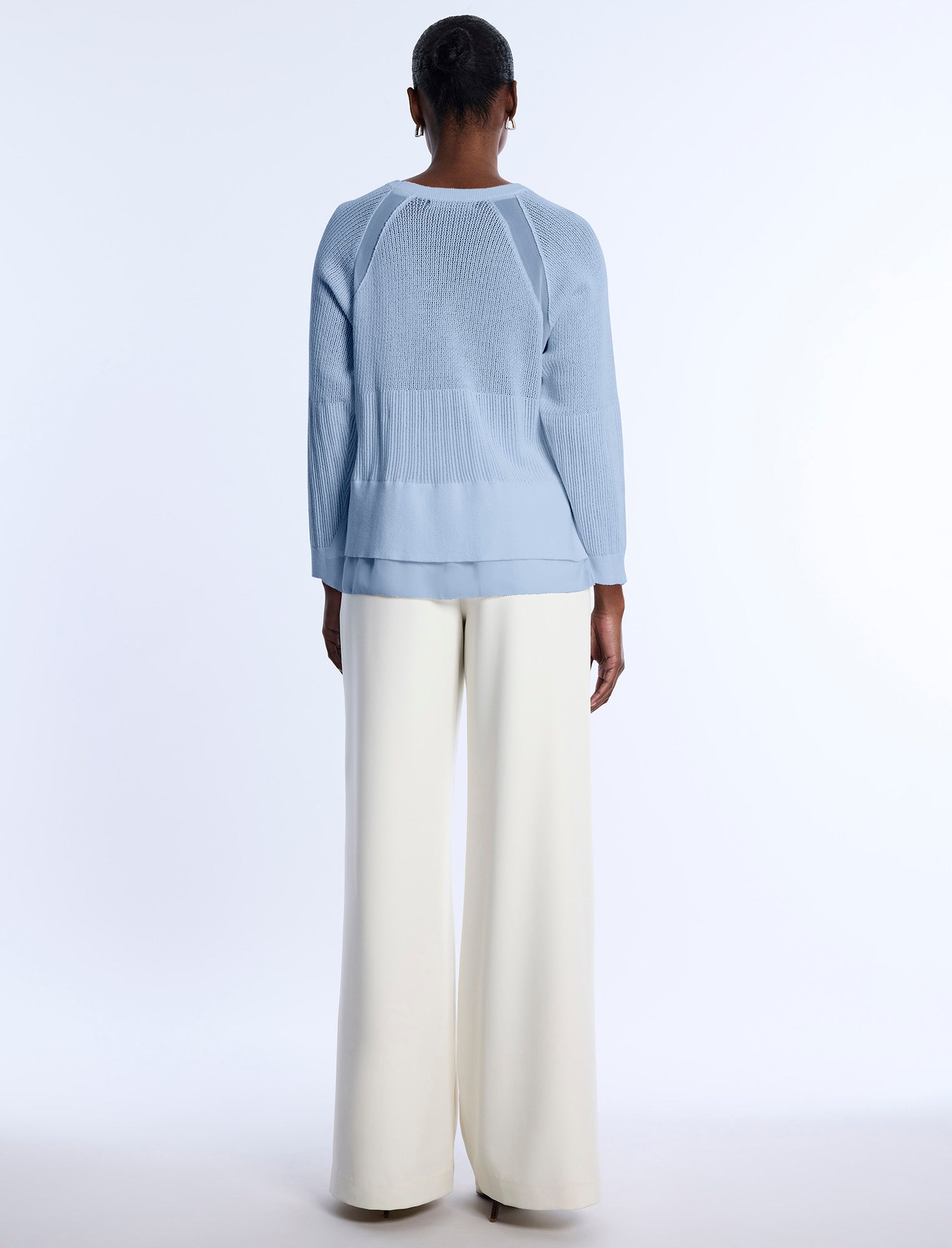 BCBGMAXAZRIA Pointelle Knit Sweater Cloud