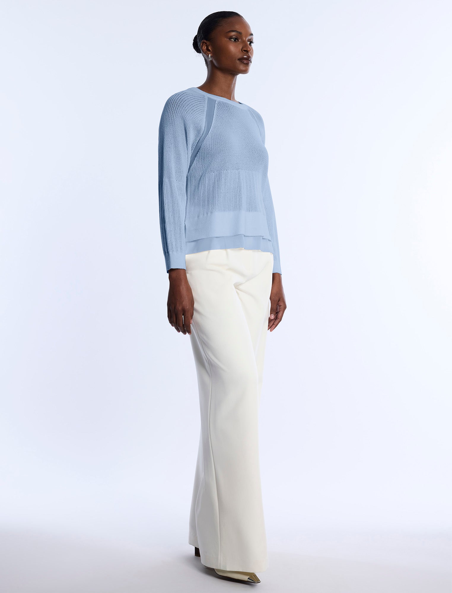 BCBGMAXAZRIA Pointelle Knit Sweater Cloud