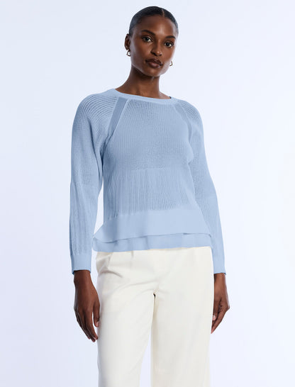 BCBGMAXAZRIA Pointelle Knit Sweater Cloud